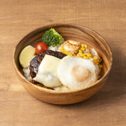 牛たんハンバーグ＆ガーリックシュリンプロコ丼